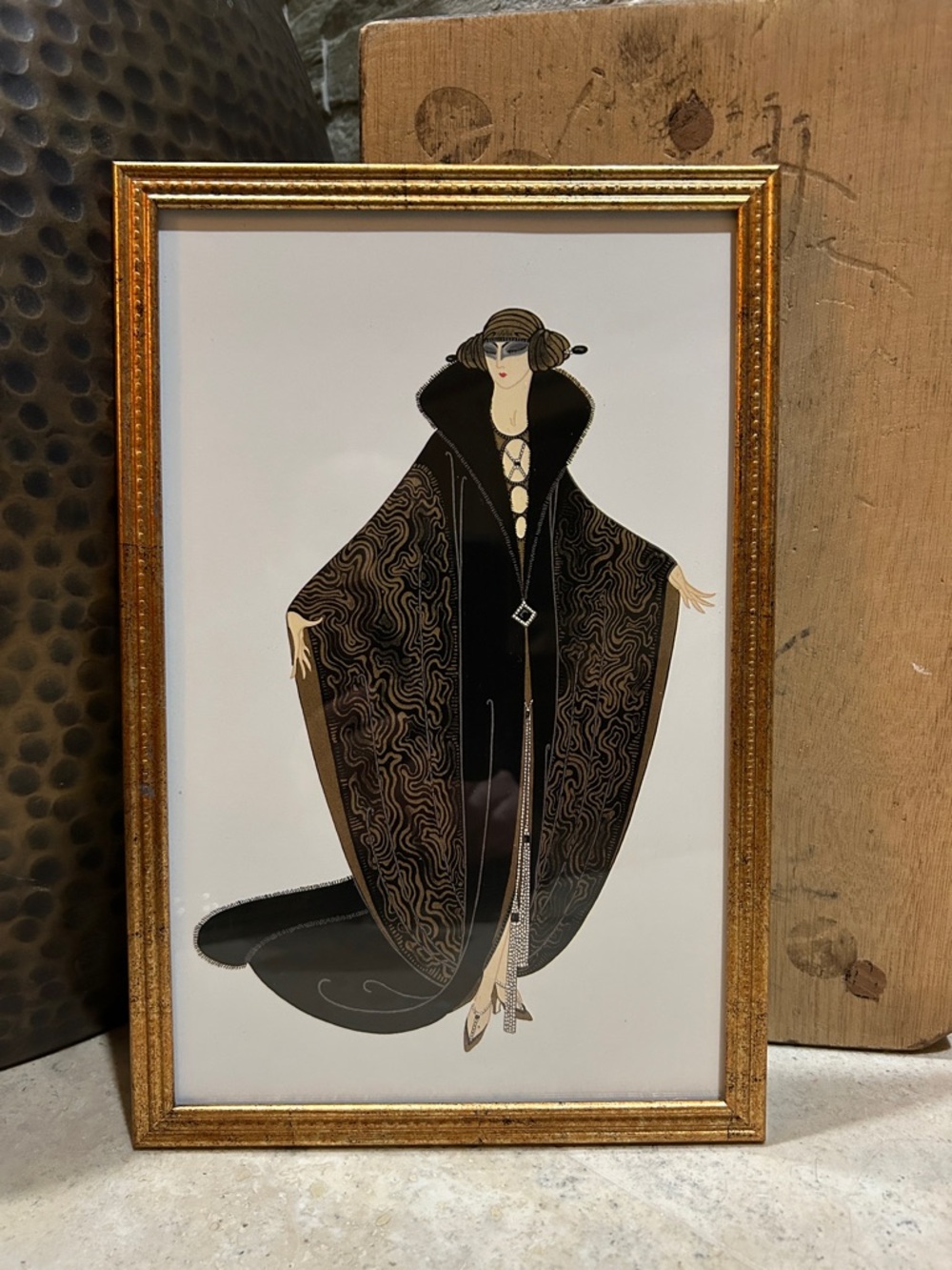 ERTE Vintage Book Print- “Selection of a Heart” Framed Art